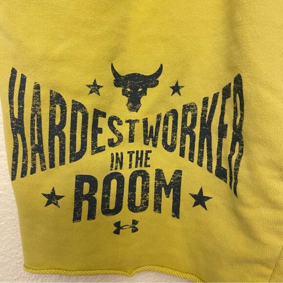 Under Armour UA The Rock Terry yellow pull on drawstring cotton sweat shorts M - Picture 13 of 13